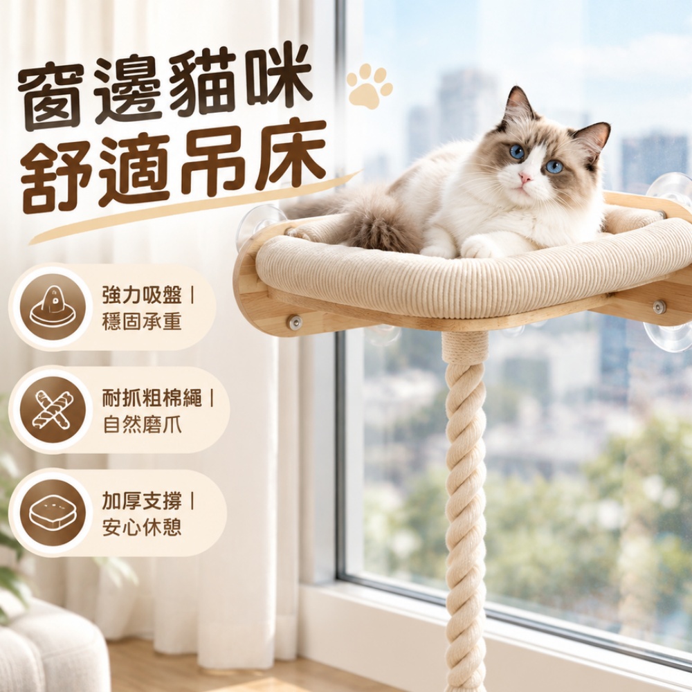 【硯禾】貓跳台 牆掛劍麻貓跳台 劍麻抓柱 牆上貓窩平台 節省空間 貓咪休憩磨爪二合一 40*30*150cm