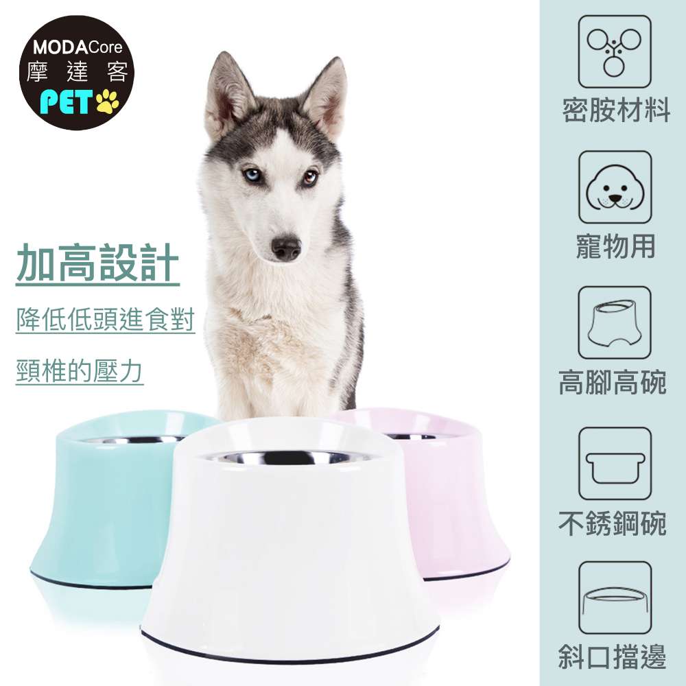 摩達客 優質高腳護頸斜口防滑加厚狗碗寵物碗 L 中大狗用 三色可選mp Pchome 24h購物
