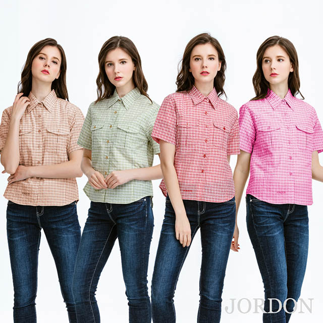 Wl001 女短袖吸濕排汗格子襯衫 3m Scotchgard保護技術 防污易洗抗皺 Pchome 24h購物