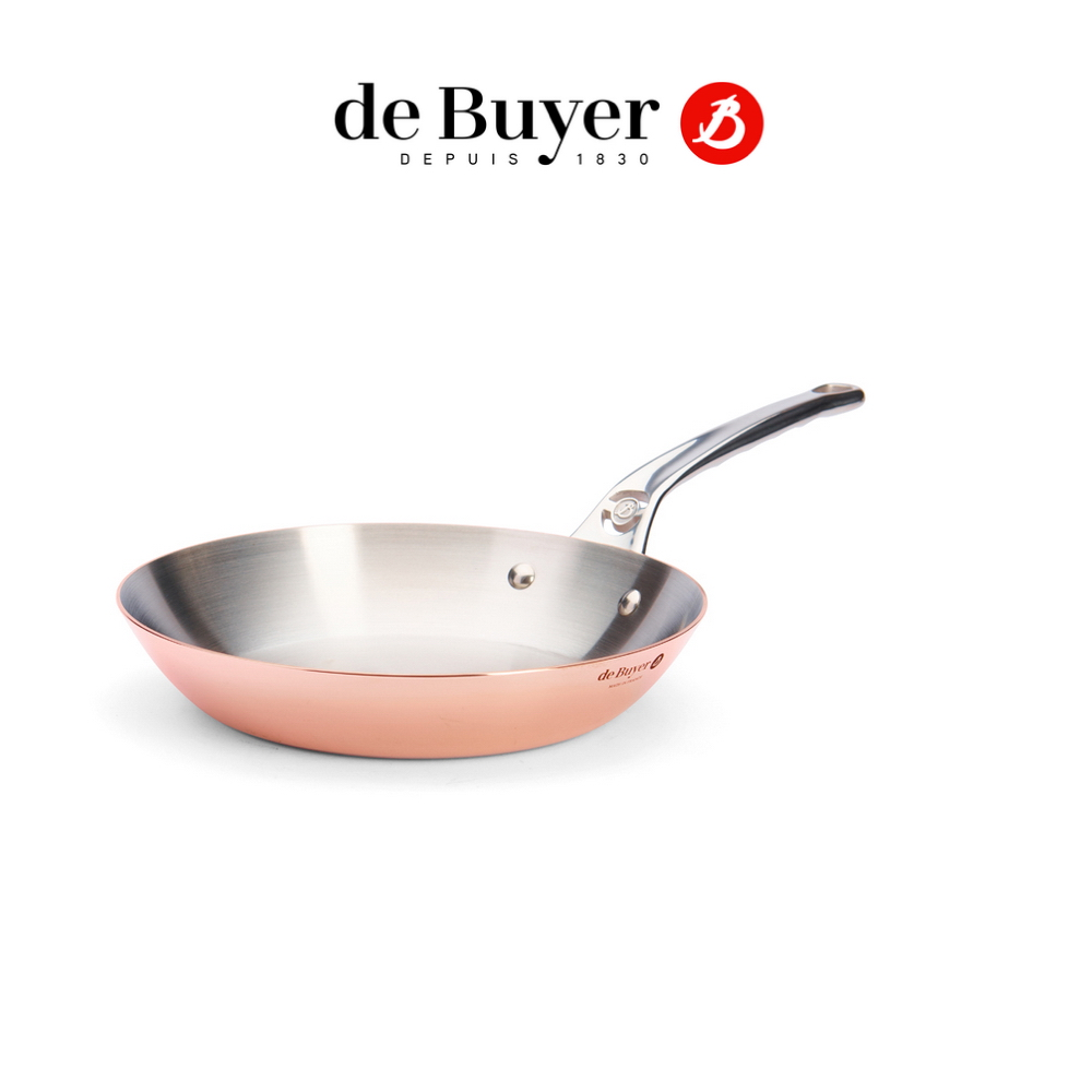 de Buyer 畢耶Prima Matera銅鍋系列不鏽鋼雙耳弧底炒鍋28cm-附不鏽鋼鍋