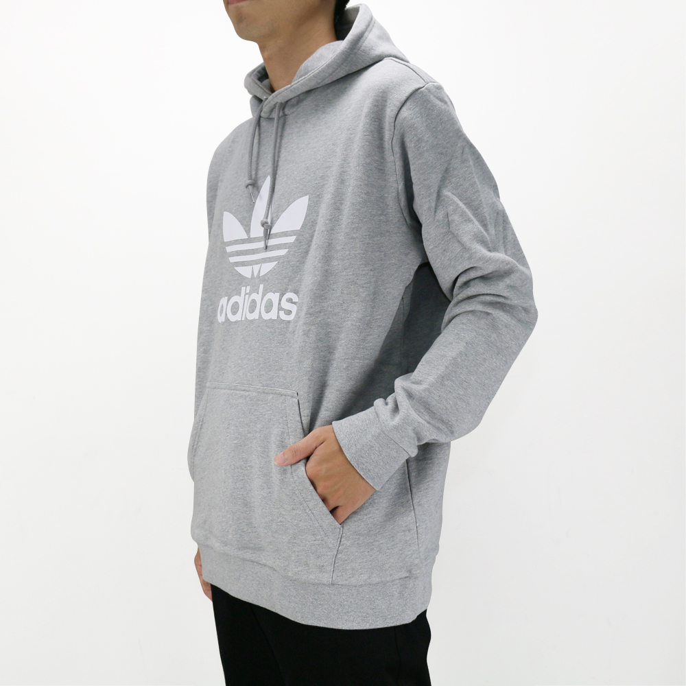 adidas originals trefoil hoodie in grey