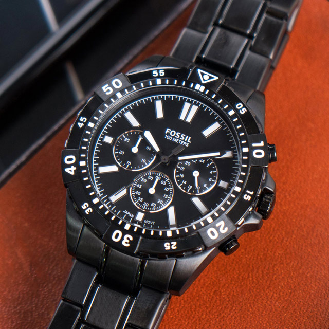 FOSSIL】公司貨Garrett 黑色潮流三眼計時不 