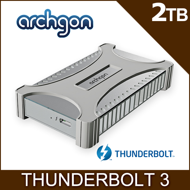 Archgon Thunderbolt 2TB 外付け M.2 NVMe PCIe Gen3×4 SSD アルミニウム筐体 ポータブル 熱伝導シー 