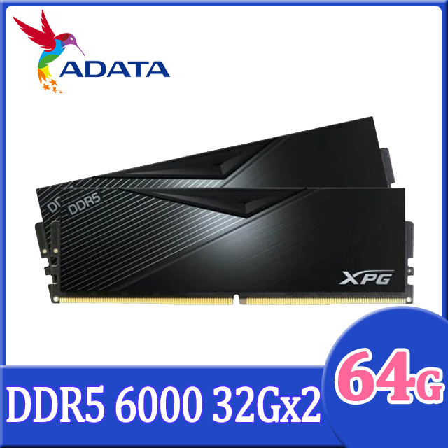 ADATA 威剛XPG Lancer DDR5 6000 32GB(16Gx2) 桌上型超頻記憶體