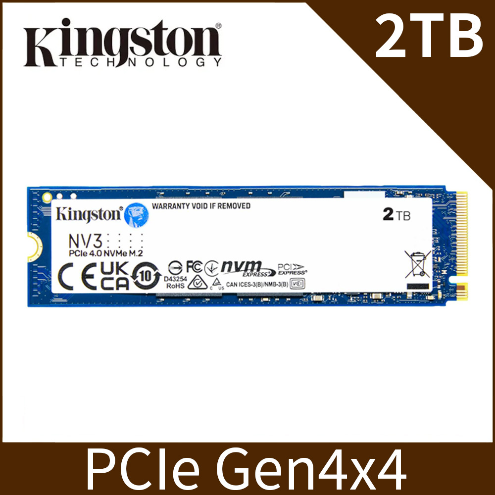 内蔵型SSD Kingston NV 3 1TB SSD PCIe 4.0 M.2 Kingston NV3 1TB M.2 2280 PCIe 4.0 NVMe SSD - SNV3S/1000G