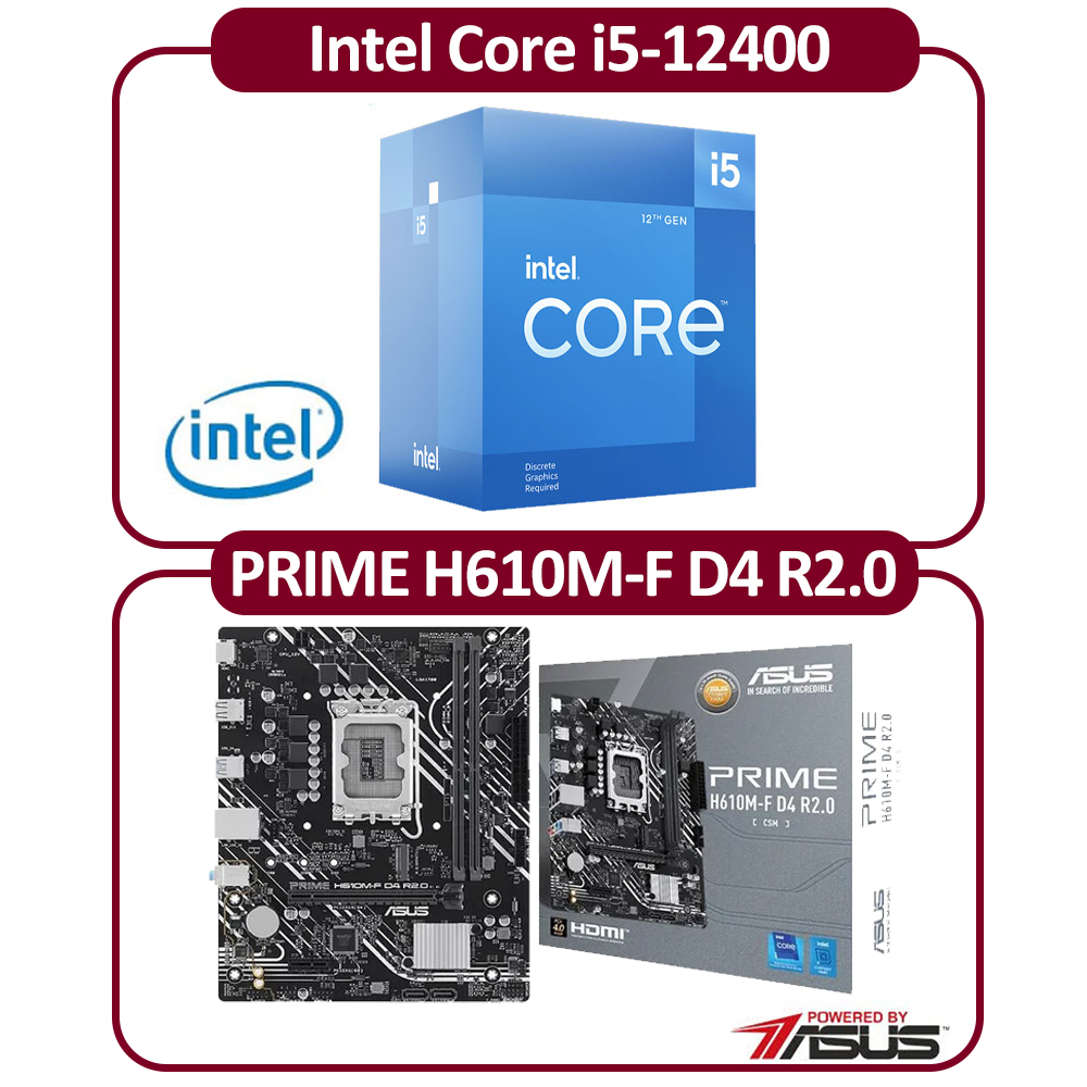 Intel 英特爾Intel 12代I5-12400F 六核CPU+華碩B760M-F CSM 主機板組合
