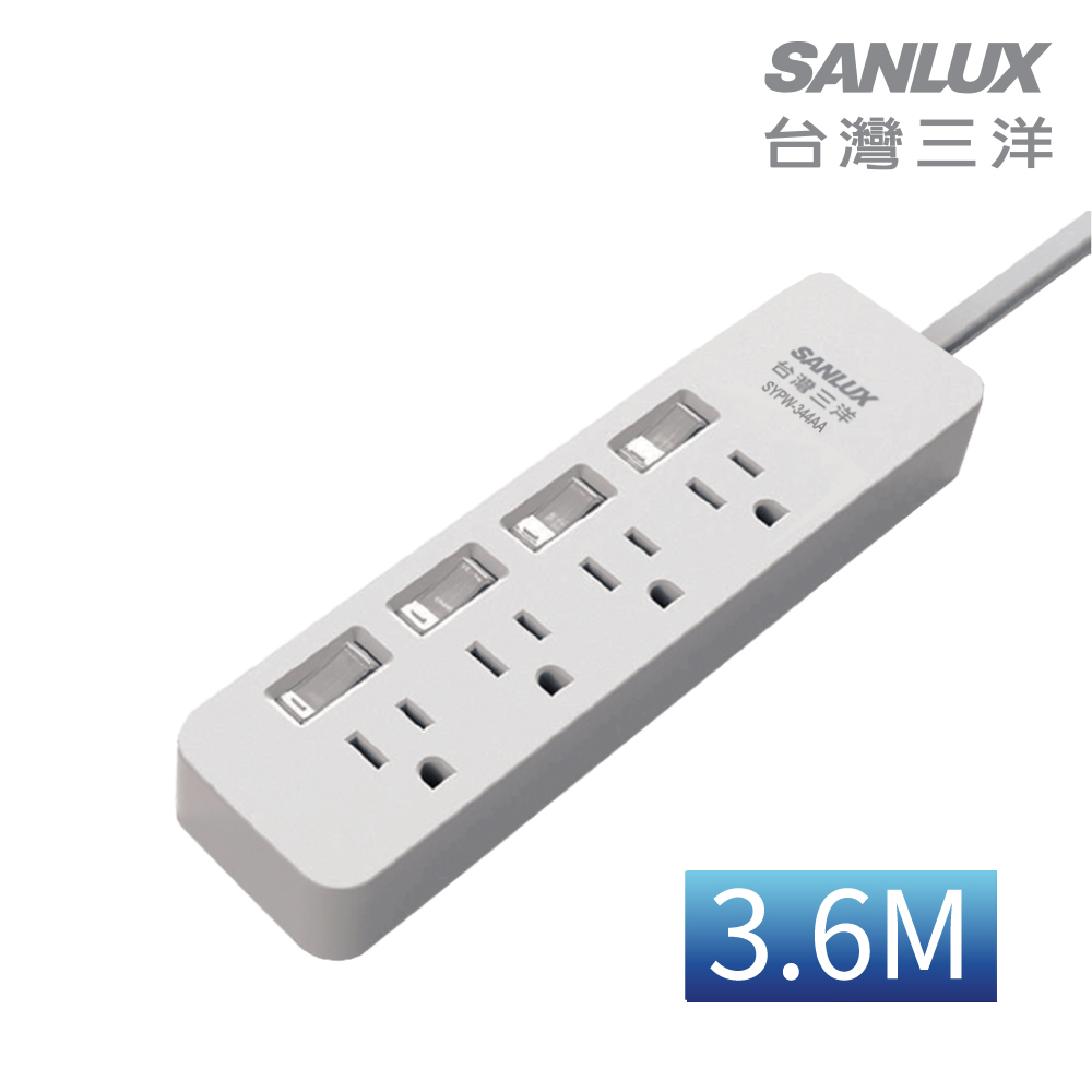 SANLUX 台灣三洋電源延長線3孔4座4切1.8M(SYPW-344AA) - PChome 24h購物