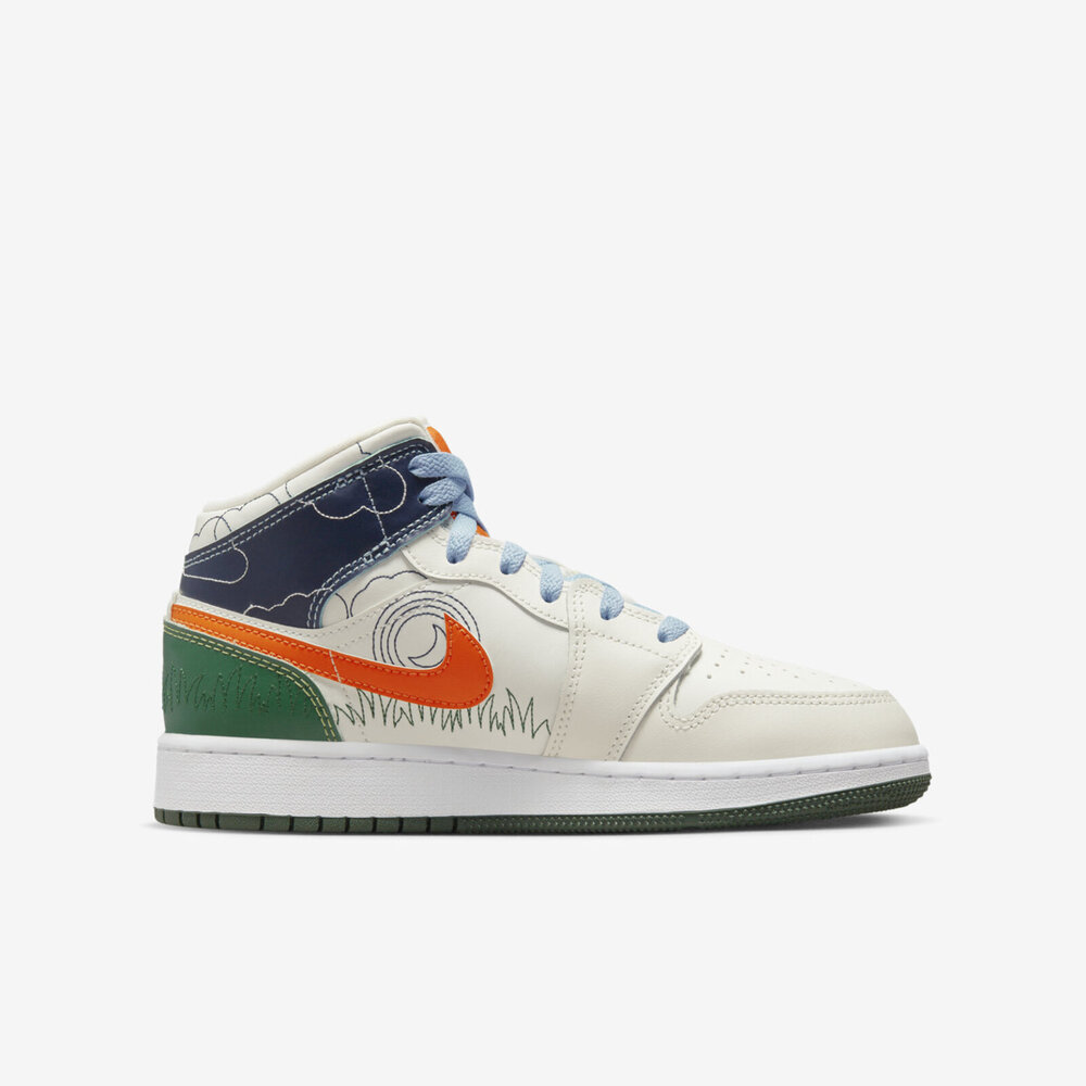 Nike Air Jordan 1 Mid SE GS [DX2462-100] 大童休閒鞋經典喬丹草地米