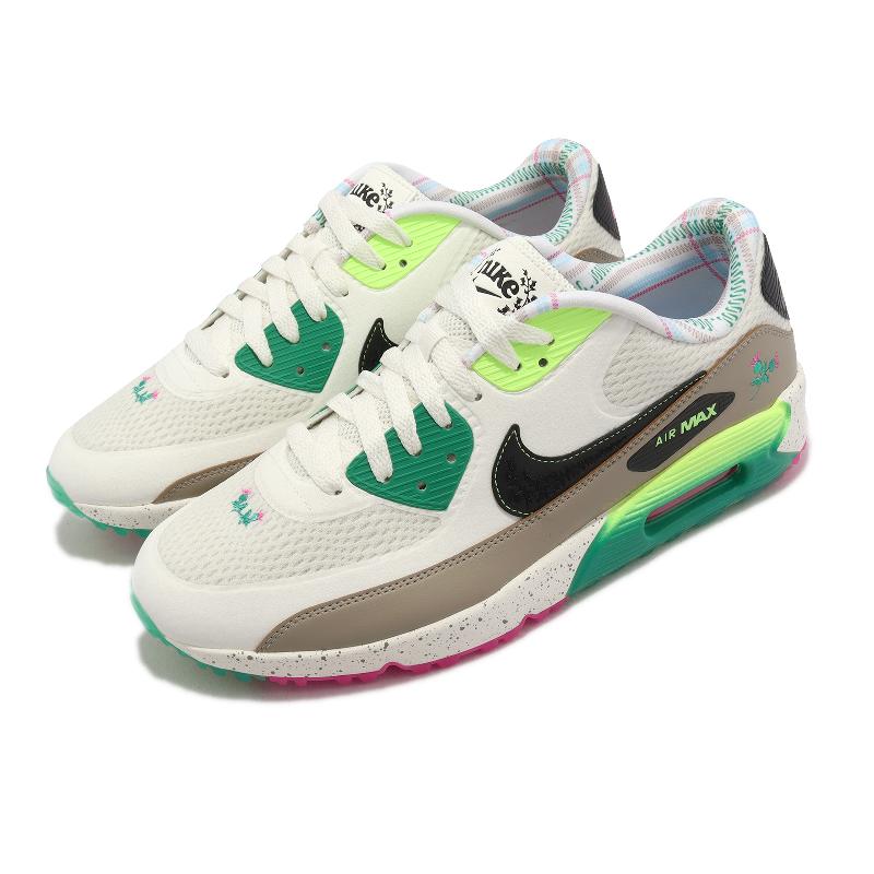 Nike 高爾夫球鞋Air Max 90 Golf NRG 男女鞋白綠桃紅花氣墊緩震