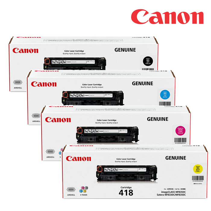 CANON CRG-418 BK/C/M/Y 原廠碳粉匣(1黑3彩超值組) - PChome 24h購物